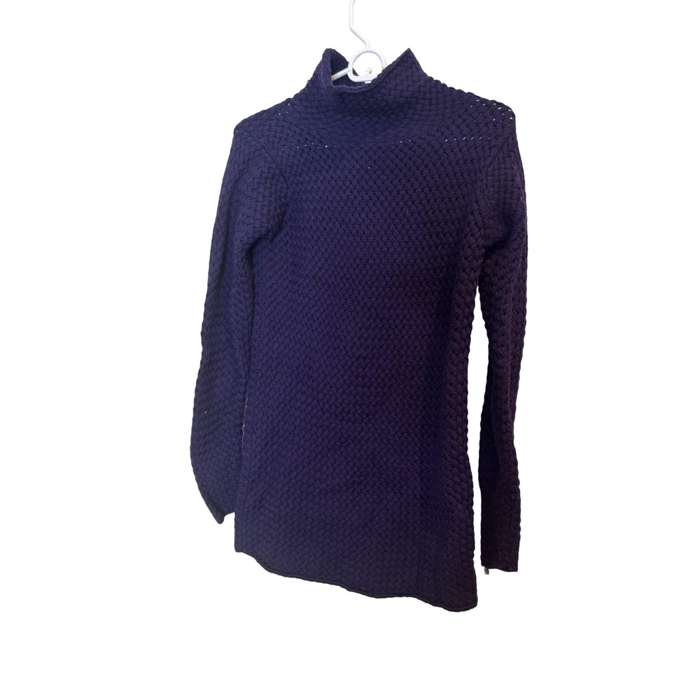 Eileen Fisher Tunic Sweater Womens Small Purple Merino Wool Mock Neck Knit